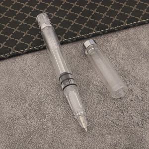 TEMU 1개 플라스틱 피스톤 나기나타 그라인드 만년필, 투명한 디자인, 수제 니브로 독특한 모양과 필기 특징 제공