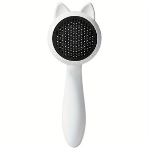 TEMU 1개 스테인리스 스틸 고양이 그루밍 빗, 자동 청소 원터치 버튼, 탈착식 털 제거 브러시, 긴 털 & 짧은 털 고양이용, 수동 마사지기, 무료 케어, 펫 털 제거 브러시