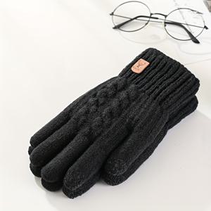 TEMU 남성용 겨울 장갑 터치스크린 기능 탄력 보온 니트 안감 추위 방지 따뜻한 장갑