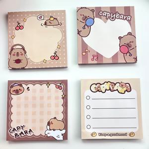 TEMU 귀여운 카피바라 만화 포스트잇 200매 4개 패드, 재사용 가능한 재미있는 접착식 메모패드, 미니 포스트잇 - 메모, 필기, 선물용으로 완벽