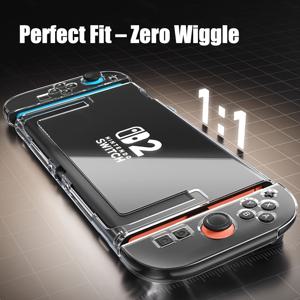 TEMU 닌텐도 스위치 2용 보호 케이스, PC 투명 케이스+TPU 핸들 소프트 케이스, 투명 방탄 및 내구성, 탈착식 핸들, 닌텐도 스위치 2용