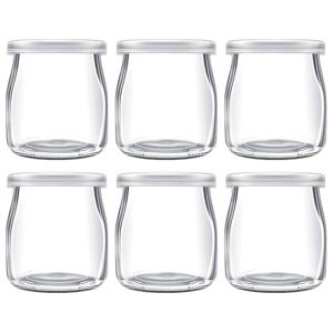 TEMU 6개입 7oz/200ml 플라스틱 뚜껑 유리 요거트 푸딩 병, 재사용 가능한 미니 투명 유리병 - 오버나이트 오츠, 스파이스, 잼 보관용