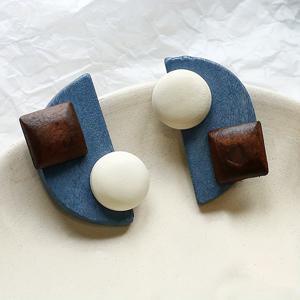 TEMU 2개 세트 개성 있는 비정형 빈티지 나무 귀걸이 여성 우아한 기하학 창의적인 귀걸이 여성 주얼리 세트 데일리웨어&연회용 귀걸이 액세서리