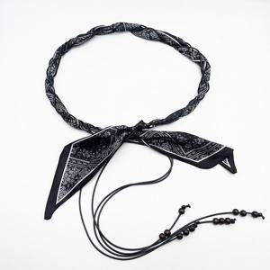 TEMU 나일론 왁스 로프로 제작된 카키 브라운과 블랙 플로럴 패턴의 빈티지 캐주얼 스타일 허리 벨트 액세서리 스카프, 파티·여름·학교용