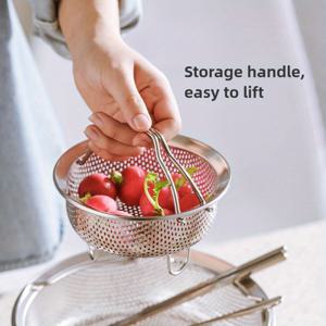 TEMU 304 스테인리스 스틸 찜기용 바구니, 쌀솥 랙, 다기능 주방 물빼기 도구, 곡물과 국물 분리용|밥솥