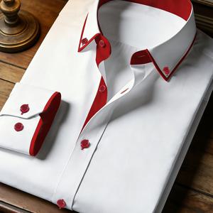 TEMU 남성 슬림핏 스트레치 버튼 셔츠 | 듀얼 컬러 패치워크, 단색, 라펠 칼라, 올 시즌 편안함, 통기성 원단, 캐주얼 및 포멀한 행사에 적합