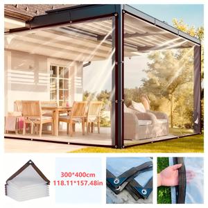 TEMU 내구성 강화 투명 PVC 캐노피 - 강화 가장자리 & 금속 고리 포함 - 차량, 온실, 파티오, 캠핑용 야외 방수 지붕 커버, 설치 가능