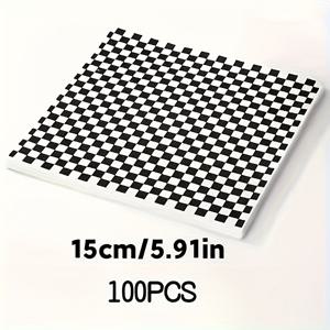 TEMU 100개입 또는 149개입 검정 체크 무늬 방수지, 음식 바구니용, 샌드위치, 버거, 체크 무늬 왁스 페이퍼 시트 및 기타 기름기 많은 패스트푸드 바구니 라이너에 사용, 5.91인치 x 7.1인치