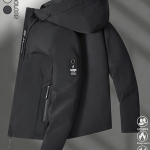 TEMU 남성용 패션 솔리드 컬러 아웃도어 지퍼 드로스트링 후드 긴팔 자켓 탑