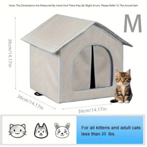 TEMU 방수 실외 하우스 & 강아지 켄넬 (단열 폼 레이어 포함) - 방풍 옥스포드 천 쉘터, 넉넉한 통풍 기능이 있는 사계절용 애완 동물 하우스, 간편한 조립, 내구성 및 보온 기능 (고양이, 소형견, 토끼용) - 방황하는 애완 동물 및 야외 사용에 적합