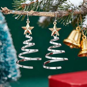 TEMU 특별한 스타일의 나선형 크리스마스 트리 드롭 귀걸이 - 여성용 휴가 카니발 파티 패션 액세서리