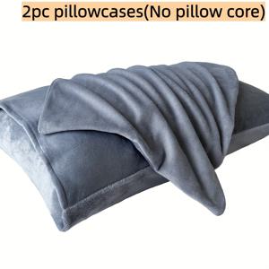 TEMU 겨울용 따뜻한 베개커버 2개 - 통기성 & 부드러움, 피부 친화적인 두꺼운 원단, 봉투형 마감, 세탁기 사용 가능한 단색 베개커버, 침실, 거실용 - 모든 연령을 위한 이상적인 13가지 휴일 선물|베개커버