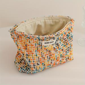 TEMU 대용량 엘레강스 메이크업 가방, 립스틱, 화장품, 여행용으로 호환 - 지퍼 잠금 방식의 휴대용 세면도구 정리함, 클래식하고 스타일리시한 케이스