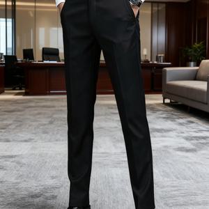 TEMU 남성 솔리드 슬랜트 포켓 크롭 정장 바지|남자바지