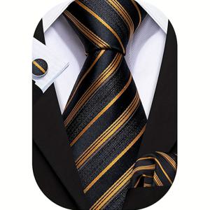 TEMU 4개 세트 노란색 남성용 넥타이, 포켓 스퀘어, 손수건 포함 | 클래식 직조 원단, 발렌타인데이, 어버이날, 추수감사절에 이상적