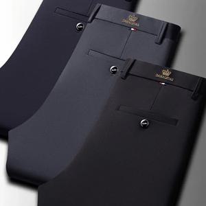 TEMU 남성용 비즈니스 드레스 팬츠 3pcs, 스트레치 포멀 트라우저 자수 디자인, 캐주얼 레그 정장 바지, 오피스 워크용