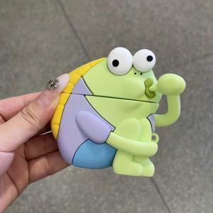 TEMU AirPods Pro 2/3/4용 껍질이 벗겨진 물고기 이어폰 쉘 | 녹색 PVC 및 합성 고무, 미끄럼 방지 소프트