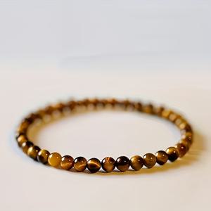 TEMU 타이거 아이 팔찌 - 천연/인조 타이거 아이 주얼리, 4mm 탄성 비즈, 12월 생일석 선물, 설날, 크리스마스, 파티 및 사계절 착용 가능 - 남녀공용 사계절 액세서리