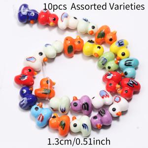 TEMU 목걸이, 귀걸이, 키체인용 세라믹 오리 비즈 10개 | 광택이 나는 진주처럼 마무리, 부드러운 질감, 내구성이 뛰어난 소재, 창의적인 수제 선물, 축제 분위기 비즈, 정교한 액세서리 장식