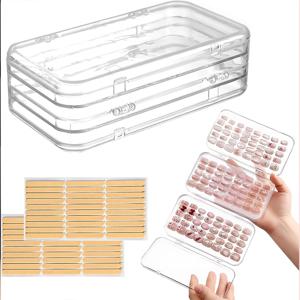 TEMU 60개입 휴대용 투명 프레스온 네일 정리함 (접착 테이프 포함) - 컴팩트 스탠드형 플라스틱 네일 보관함, 가정 및 여행용 네일 홀더, 휴대용 프레스온 네일 박스