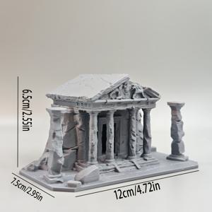 TEMU 1개 사원 유적 수집용 피규어 - 고대 그리스/로마 조각상, 홈 선반 & 장식용, 역사 조각품, 책상 장식, 역사 애호가 및 수집가를 위한 선물