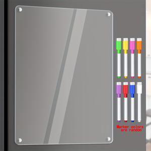 TEMU [2D 플랫] 대형 사이즈/A3/11.8inch*16.5inch 아크릴 자석 투명 지우개 화이트보드 | 냉장고 할 일 목록, 주방 메뉴에 적합, 8가지 랜덤 색상 마커 포함, 단색 화이트보드
