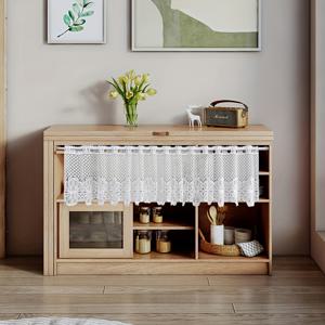 TEMU 1개 프렌치 레이스 기하학적 발란스 커튼 - 투명 폴리에스터 창문용, 로드 포켓 포함, 저철 사용 주방 싱크대 및 다목적 방 장식, 러스틱 홈 데코, 복잡한 패턴