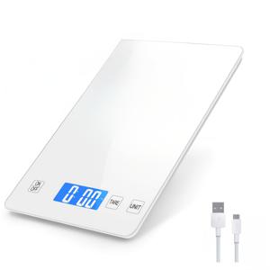 TEMU 디지털 주방 저울, 15Kg/1G 화이트 강화 유리 표면 가정용 주방 저울, 과일 및 채소 무게 측정용 USB 충전 장착