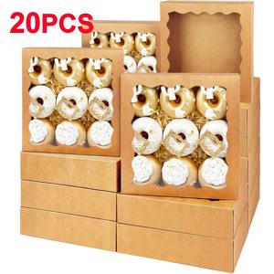 TEMU 20개입 7x7x2.5인치 파이 박스, 쿠키·케이크·초콜릿 스트로베리·마카롱·도넛·머핀용 창문 포장 상자