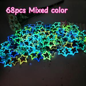 TEMU 68개 혼합 컬러 스타 시리즈 Y2K 야광 머리핀, 귀여운 도파민 BB 별 모양 야광 헤어 클립, 캔디 컬러 야광 머리핀, 패셔너블하고 다용도 헤어 액세서리