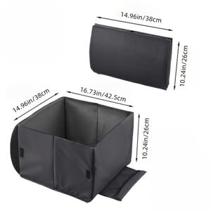 TEMU 2-in-1 다기능 차량용 허리쿠션 + 수납박스, 휴대용 접이식 정리함, 여행용 허리지지 가능, 운전 중 물건 떨어짐 방지, 블랙, 시트 및 트렁크 정리용, 차량 내부 액세서리
