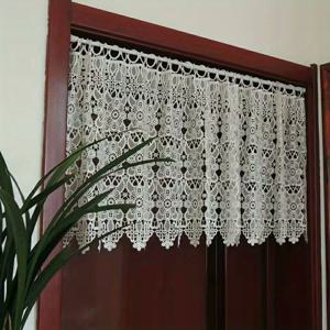 TEMU 1개 미국식 자수 홀아웃 커튼 토퍼 - 꽃무늬 레이스 디자인, 반투명 폴리에스터, 쉬운 걸이용 로드 포켓, 침실, 거실 또는 캐비닛 장식에 완벽한 커튼