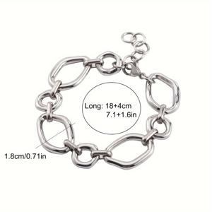 TEMU 우아하고 스타일리시한 메탈 테마 304 스테인리스 스틸 불규칙 기하학적 반지 팔찌, 남녀 모두에게 적합, 파티에 완벽한 추가 아이템