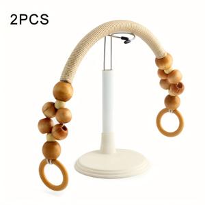 TEMU 2개 세트 16구슬 나무 비즈 가방 손잡이, 비치백 짠 가방 나일론 로프 머니 나무 비즈 스트랩, 빈티지 가방 스트랩 핸들 교체용, DIY 지갑 만들기