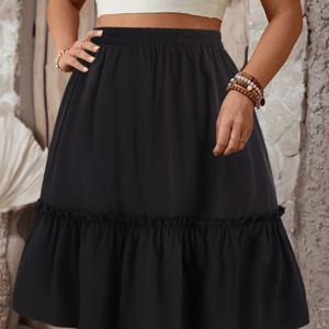 TEMU 플러스 사이즈 - 플러스 사이즈 - 신상 스타일리시 플러스 사이즈 여성용 A라인 스커트, 우아한 룩을 위한 허리 주름 디자인