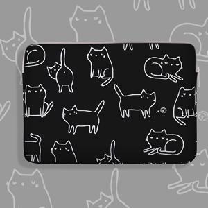 TEMU 귀여운 만화 고양이 프린트 노트북 슬리브 - 부드러운 폴리에스테르, 14인치 컴퓨터 & 태블릿용 지퍼 노트북 케이스, 사무실/학교에 완벽|노트북파우치