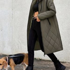 TEMU 겨울 지퍼업 후드 퀼팅 코트