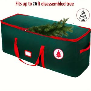 TEMU 7피트 인공 트리용 대형 크리스마스 트리 보관 가방 - 내구성 있는 손잡이, 스타일리시한 이중 지퍼 및 라벨 포켓, 방수 및 내구성 있는 휴일 보관 가방, 장기 사용에 적합, 트리 보관