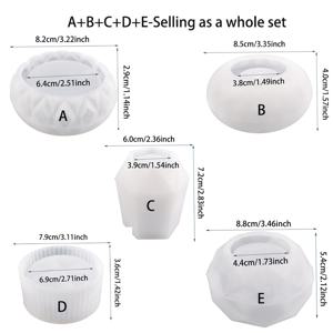 TEMU 5개 도트 다각형 화분 실리콘 몰드, 레진 콘크리트 다육식물 화분, 에폭시 레진 펜 홀더, 석고 화병 및 보관 상자에 적합, 다양한 디자인, 쉽게 탈형