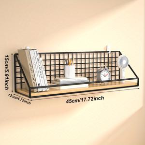 TEMU 벽걸이 금속 선반 정리대 - 공간절약형 수건, 책, 주방용품 수납 | 간편 설치 팜하우스 스타일 수납 선반, 욕실, 침실 | 내구성 좋은 벽걸이 책장, 홈오피스 장식용 (조립 불필요), 선반