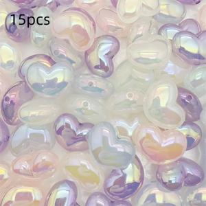 TEMU 젤리 색상 하트 모양 비즈, 직선 구멍, 마카롱 색상 수제 비즈 재료, 주얼리 제작에 적합, 팔찌 및 목걸이 추가, 어버이날 선물로 완벽