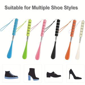 TEMU 2개 세트 긴 손잡이 신발 신기, 금속 텔레스코픽 로드와 슬링이 있는 신발 신기, 대부분의 신발 스타일에 적합, 휴대 및 사용이 쉬운 신발 보조 액세서리
