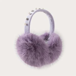 TEMU 여성용 라인스톤 장식 긴 여우형 접이식 패션 따뜻한 귀마개 1쌍