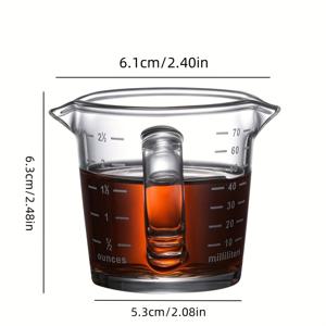 TEMU 1개 70ml 더블 스파우트 두꺼운 바닥 밀크 컵, 측정 눈금 및 사이드 핸들, 고보로실리케이트 유리 투명 가정용 커피 계량 컵, 스타일리시 더블 스파우트 두꺼운 바닥 밀크 컵, 음료 계량, 주방 계량 컵, 모던 커피 액세서리, 세련된 주방 도구, 튼튼한 구조, 내열 컵, 커피 스쿱 컵, 밀크 프로더 컵, 홈 바리스타, 커피 애호가
