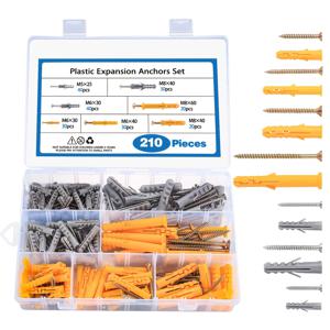 TEMU 튼튼한 노란색 플라스틱 확장 앵커 키트, 다양한 크기 (M6×30, M8×40, M6×60, M8×60, M10×80)로 제공