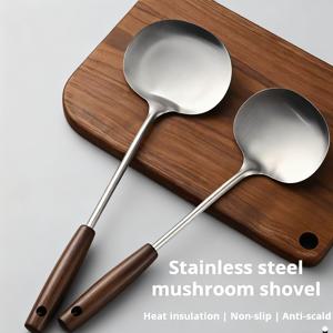 TEMU 스탠리스 스틸 쿠킹 스파츌라 세트 (걸이 구멍 디자인, 나무 손잡이 포함). 버섯 스파츌라, 사과 스파츌라, 튀김 스파츌라, 볶음 스푼이 포함된 주방 필수품으로 계란 튀김, 팬케이크 등에 적합합니다.