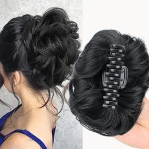 TEMU 메리시헤어 여성용 컬리 번 헤어 익스텐션 클립 - 포니테일 & 번 메이커 - 합성 헤어피스, 볼륨감 강화, 짧은 머리용 클립온 부착, 파티, 웨딩, 일상 사용 - 볼륨 강화 헤어스타일 엔하이서