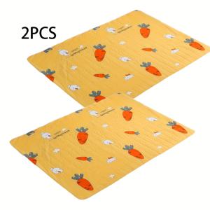 TEMU 2개 세트 재사용 가능한 토끼 배변 패드, 120*80cm - 소형 동물, 햄스터, 토끼, 다람쥐용, 부드러운 폴리에스터 케이지 바닥 패드, 애완동물 서식지 장식 | 긍정적인 디자인 | 세탁 가능한 패드, 토끼