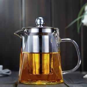 TEMU 1개 두꺼운 내열 유리 티포트 + 스테인리스 스틸 필터, 대용량 허브티, 홍차, 꽃차용 - 가정용 추천, 전기 필요 없음, 우아한 디자인, 내구성 강한 유리 티포트