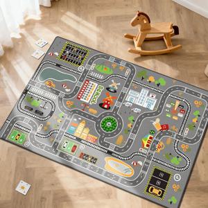 TEMU 모던 시티 로드 프린트 주차매트 - 세탁기 사용 가능, 실내/실외용, 차고, 사무실, 가정용 - 가볍고 내구성 강함 - 크리스마스, 추수감사절, 부활절 장식, 차량매트, 차고 바닥, 모던 데코에 완벽